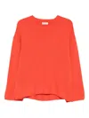 Goat Soft Wool Crewneck Sweater Coral Color In Orange