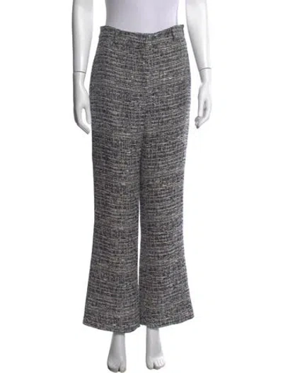 Pre-owned Goat Tweed Pattern Flared Pants In White
