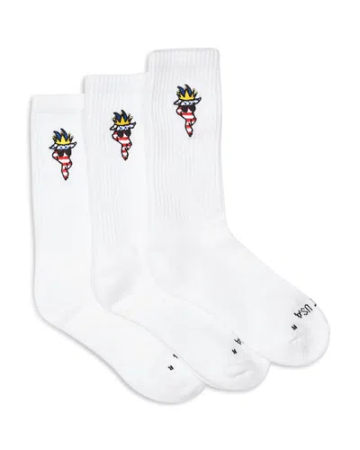 Goat Usa Kids' Boys' Freedom Crew Socks, Pack Of 3 In White
