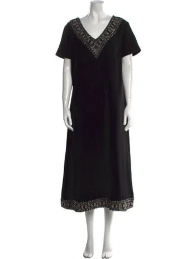 Pre-owned Goat V-neck Long Dress In Black