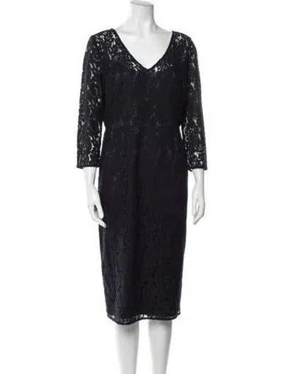 Pre-owned Goat V-neck Midi Length Dress In Black