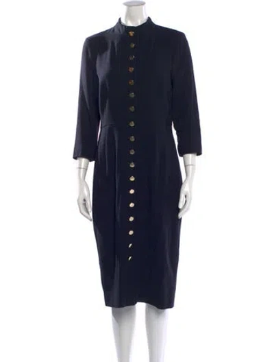 Pre-owned Goat Wool Knee-length Dress In Blue