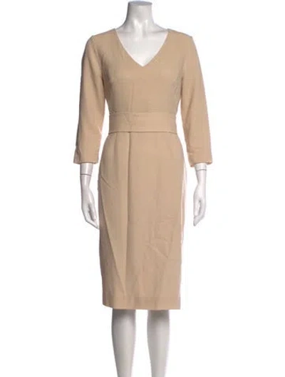 Pre-owned Goat Wool Knee-length Dress In Neutrals