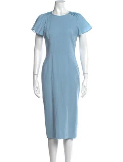 Pre-owned Goat Wool Midi Length Dress In Blue