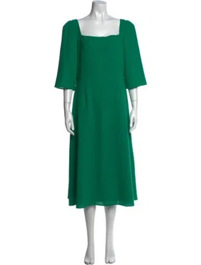 Pre-owned Goat Wool Midi Length Dress In Green
