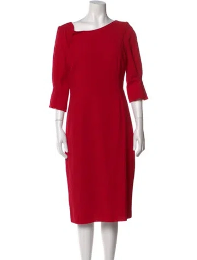 Pre-owned Goat Wool Midi Length Dress In Red