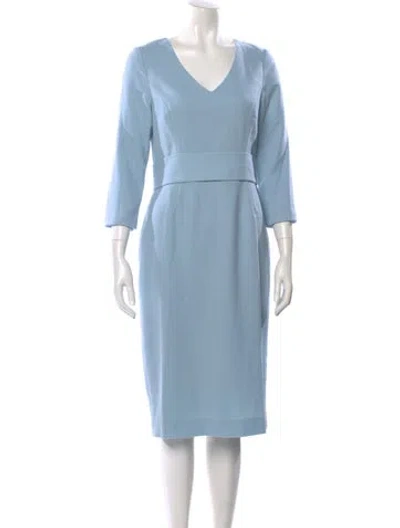 Pre-owned Goat Wool Midi Length Dress W/ Tags In Blue