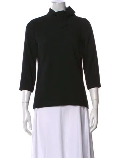 Pre-owned Goat Wool Mock Neck Top In Black