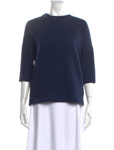 Pre-owned Goat Wool Mock Neck Top In Blue