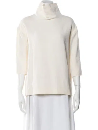 Pre-owned Goat Wool Mock Neck Top In Neutral