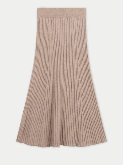 Gobi Cashmere Calf-length Cashmere Knit Skirt In Gray