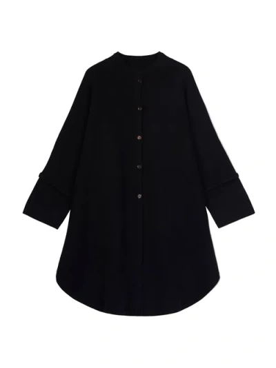 Gobi Cashmere Cashmere Button-front Poncho In Black