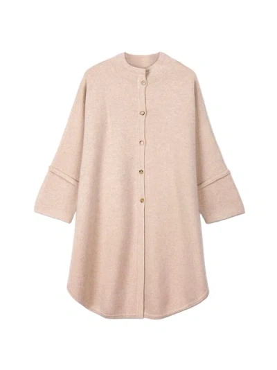 Gobi Cashmere Cashmere Button-front Poncho In Sand