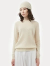 Gobi Cashmere Cashmere Hat And Sweater Set In Off White