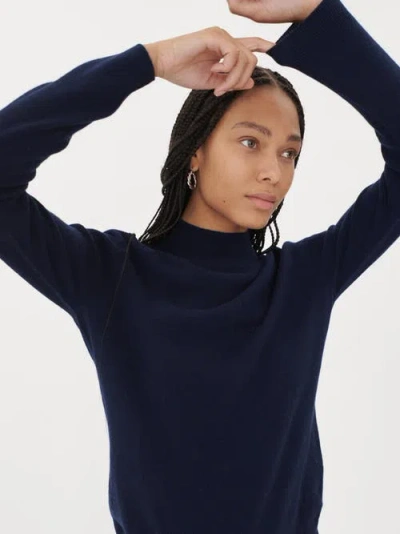 Gobi Cashmere Cashmere Mock Neck Sweater In Navy