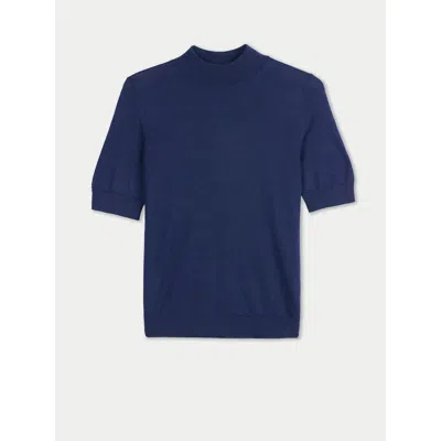 Gobi Cashmere Cashmere Silk Shirt With High Neck In Blue