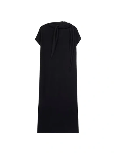 Gobi Cashmere Cashmere Tie-neck Dress In Black