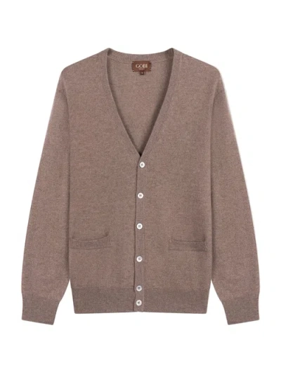 Gobi Cashmere Cashmere Timeless V-neck Cardigan In Brown