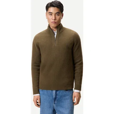 Gobi Cashmere Cashmere Waffle Knit Half-zip Sweater In Brown