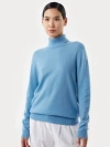 Gobi Cashmere Classic Turtle Neck In Azure Blue