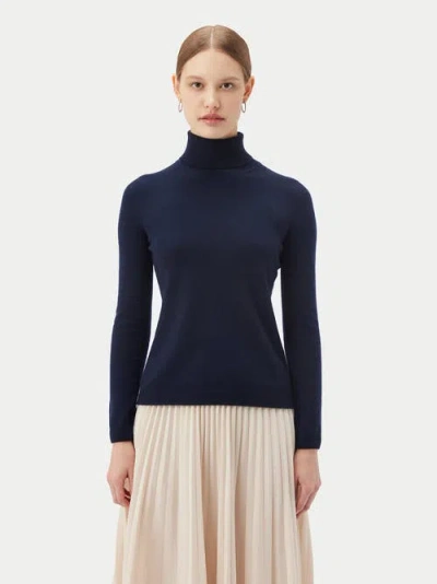 Gobi Cashmere Classic Turtle Neck In Navy