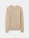 Gobi Cashmere Crew Neck Cardigan In Beige