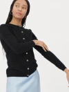 Gobi Cashmere Crew Neck Cardigan In Brilliant Black