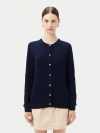Gobi Cashmere Crew Neck Cardigan In Brilliant Navy