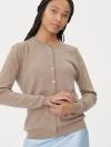Gobi Cashmere Crew Neck Cardigan In Brilliant Taupe