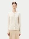 Gobi Cashmere Crew Neck Cardigan In Marshmallow