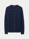 Gobi Cashmere Crew Neck Cardigan In Navy