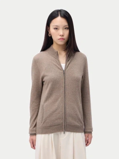 Gobi Cashmere Full-zip Cashmere Cardigan In Brown