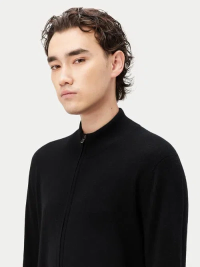 Gobi Cashmere Full Zip Stand Collar Cardigan In Black