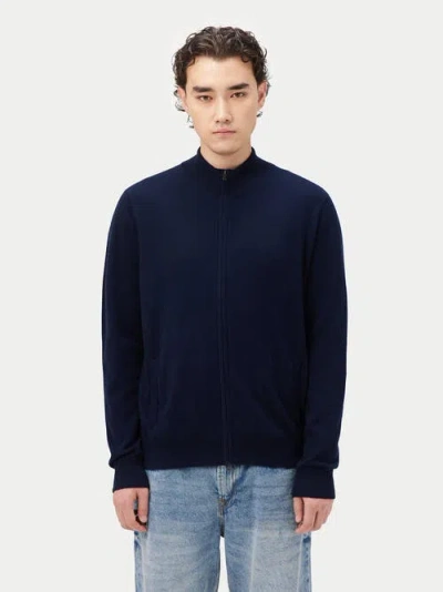 Gobi Cashmere Full Zip Stand Collar Cardigan In Navy