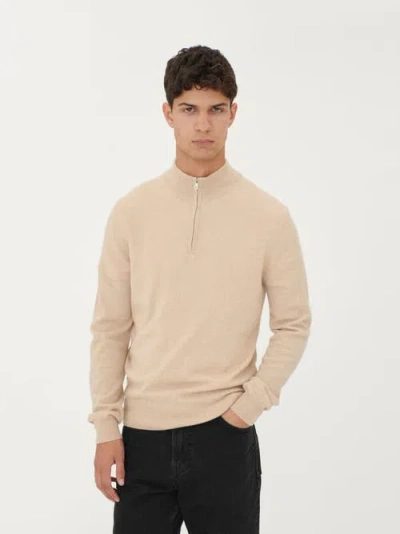 Gobi Cashmere Half Zip Polo In Beige