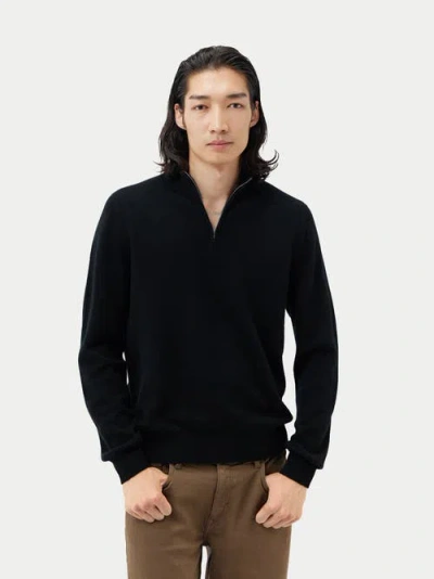 Gobi Cashmere Half Zip Polo In Black