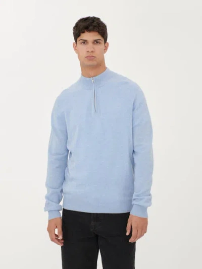 Gobi Cashmere Half Zip Polo In Light Blue