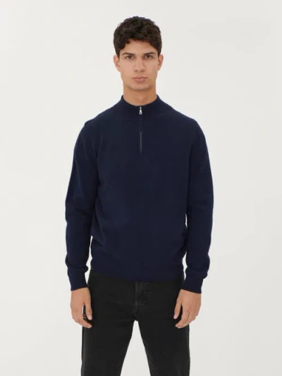 Gobi Cashmere Half Zip Polo In Navy