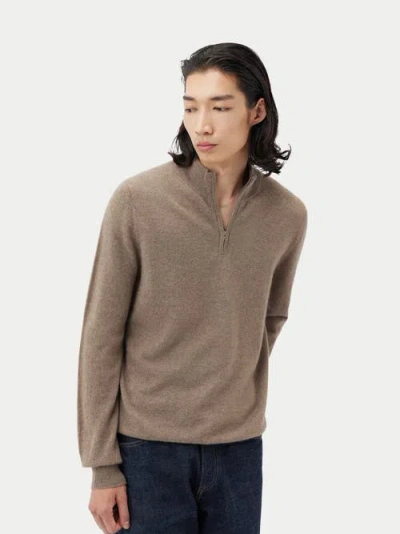 Gobi Cashmere Half Zip Polo In Taupe