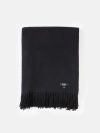 Gobi Cashmere Large Blanket With Fringe In Black