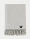 Gobi Cashmere Large Blanket With Fringe In Dawn Blue
