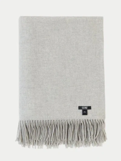 Gobi Cashmere Large Blanket With Fringe In Dawn Blue