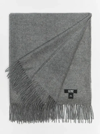 Gobi Cashmere Large Blanket With Fringe In Vapor Blue