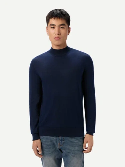 Gobi Cashmere Men Cashmere Silk High Neck Sweater In Blue