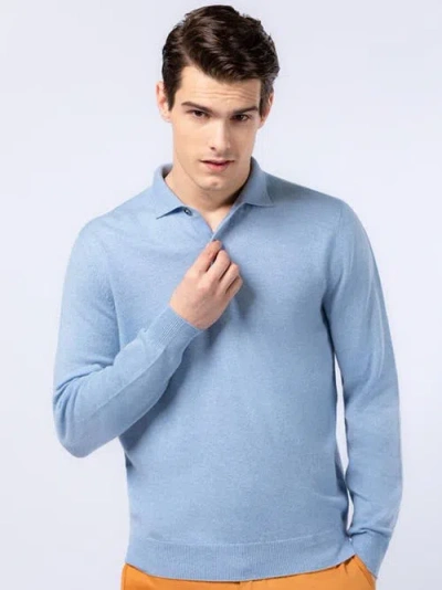 Gobi Cashmere Polo Neck Sweater In Light Blue