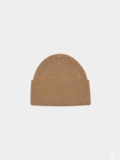 Gobi Cashmere Ribbed Chunky Beanie In Brown