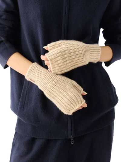 Gobi Cashmere Rib-knit Cashmere Gloves In Sand