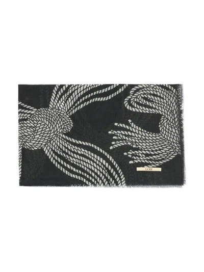 Gobi Cashmere Rope Knot Printed Cashmere Shawl In White