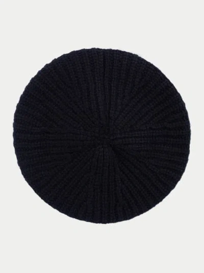 Gobi Cashmere Textured Knit Beret In Black