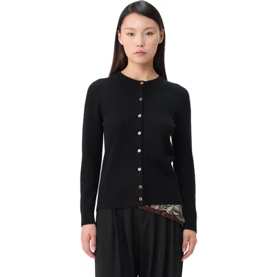 Gobi Cashmere Timeless Cashmere Crewneck Cardigan In Black